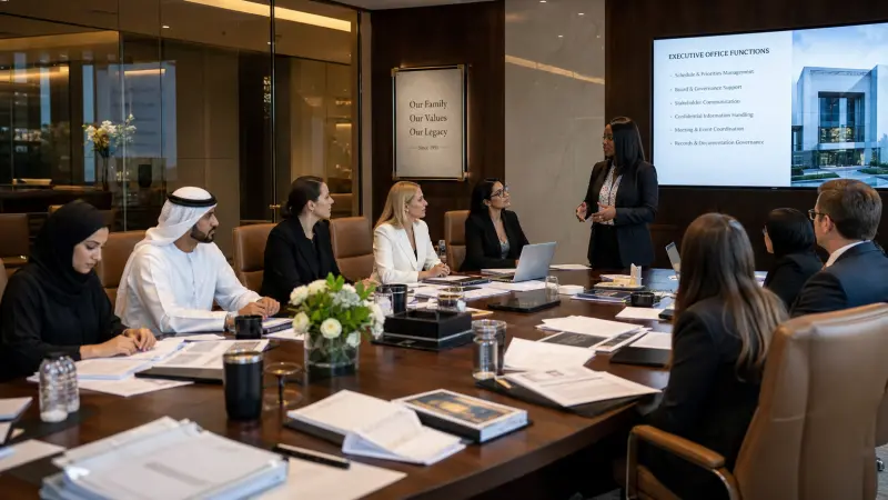 السكرتارية التنفيذية المتقدمة وإدارة مكاتب القيادات في الشركات العائلية